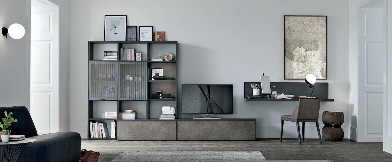 Mobili per un soggiorno moderno: scaffali, librerie e mobili tv - by  Tomasella - Rafaschieri Arredamenti